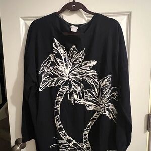 Navy Light Weight Sweater with Palm Tree Design